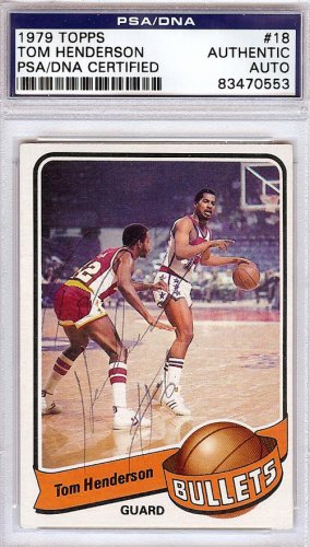 Tom Henderson Autographed 1979 Topps Card #18 Washington Bullets PSA/DNA