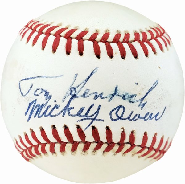 Tom Henrich & Mickey Owen Autographed Signed Official Al Baseball New York Yankees, Brooklyn Dodgers PSA/DNA 