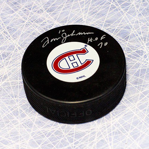 Tom Johnson Autographed Signed Montreal Canadiens Hockey Puck with HOF Note