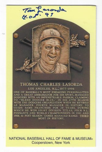 Tom Lasorda Autographed Signed Hall Of Fame Gold Plaque - Autographs