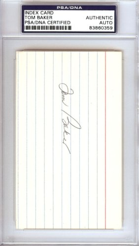 Tom "Rattlesnake" Baker Autographed Signed 3X5 Index Card Brooklyn Dodgers PSA/DNA 