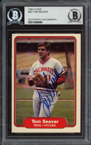 Tom Seaver Autographed 1982 Fleer Card #82 Cincinnati Reds Beckett Beckett