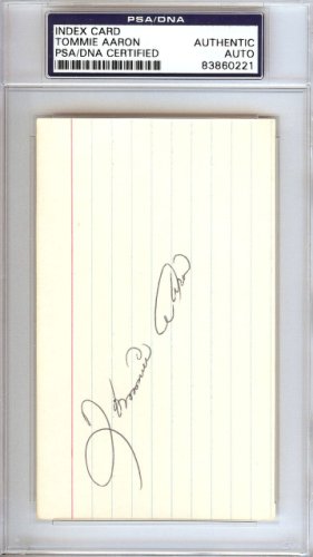 Tommie Aaron Autographed Signed 3X5 Index Card Atlanta Braves PSA/DNA 