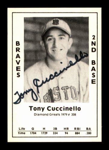 Tony Cuccinello Autographed Signed 1979 Diamond Greats Card #208 Boston Braves #188820 