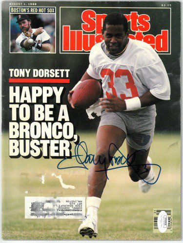 Tony Dorsett Autographed Signed Sports Illustrated Full Magazine 7/1/1988 #33 cover wear- JSA #EE63313 (Denver Broncos)