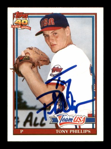 Tony Phillips Autographed 1991 Topps Traded Rookie Card #91T Team Usa #195744