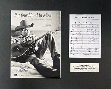 Tracy Byrd Autographed Signed 1999 Put Your Hand In Mine Original Sheet Music/Lyrics Custom Matted (16x20)-COA 