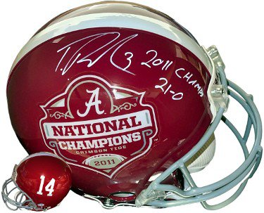 Trent Richardson Autographed Signed Alabama Crimson Tide Full Size Riddell Authentic #14/National Champs Logo Helmet 2011 Natl Champs/21-0 