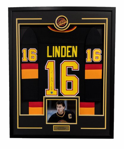 Trevor Linden Vancouver Canucks Autographed Signed Puck Logo 36x44 Jersey Frame