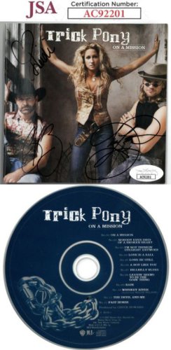Trick Pony Band Autographed Signed 2002 On A Mission Album Cover Booklet w/ CD JSA 3 sig Heidi Newfield/Ira Dean/Keith Burns 