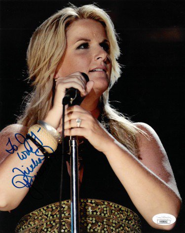 Trisha Yearwood signed 8X10 Photo w/ To Joy Love imperfect- JSA #KK58052