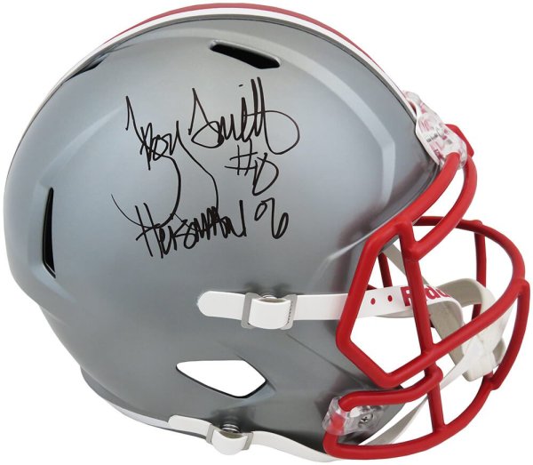 Troy Smith Autographed Signed Ohio State Buckeyes FLASH Riddell Full Size Speed Replica Helmet w/Heisman'06 