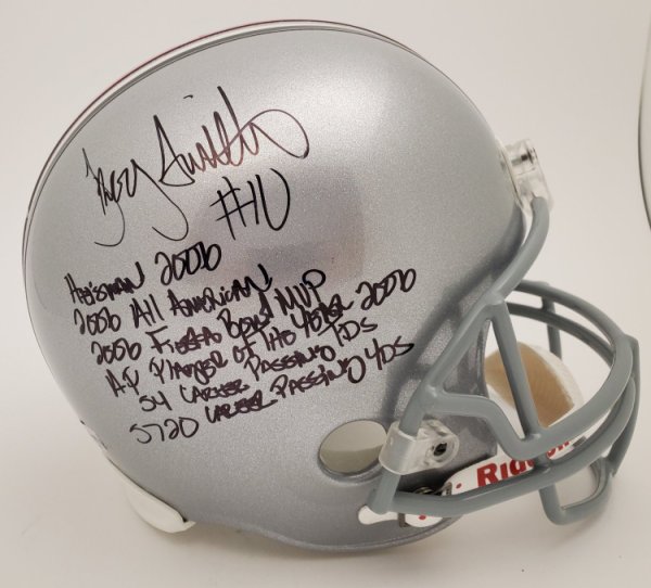 Troy Smith Ohio State Buckeyes Autographed Signed 6 Stat Replica Helmet - Certified Authentic 