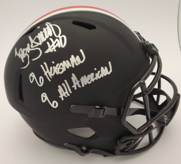 Troy Smith Ohio State Buckeyes Autographed Signed Black Replica Helmet w/2 inscriptions - Certified Authentic 