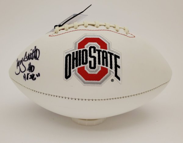 Troy Smith Ohio State Buckeyes Autographed Signed White Panel Football - PSA Authentic 