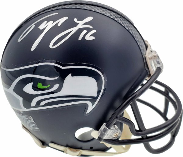 Tyler Lockett Autographed Seattle Seahawks Mini Helmet In Silver Mcs Holo #182258