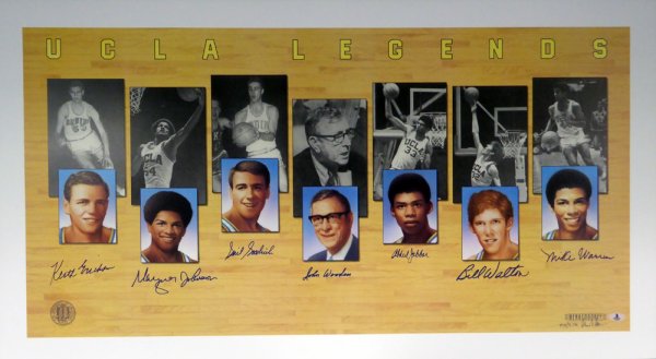 UCLA Bruins Legends Autographed Signed 22X40 Lithograph With 7 Signatures Including Kareem Abdul-Jabbar, John Wooden & Bill Walton Beckett Beckett 