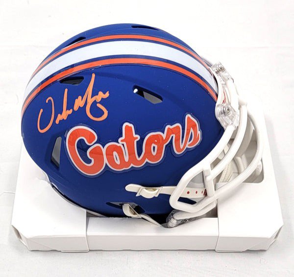 Urban Meyer Autographed Signed Florida Gators Blue Alt Riddell Mini Helmet Beckett Witnessed 