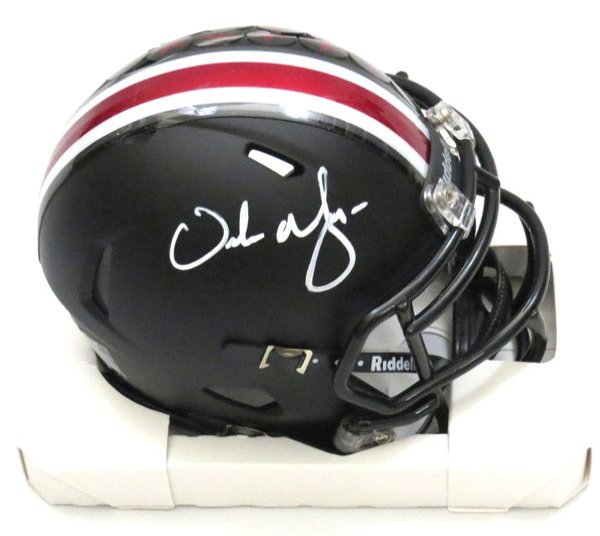 Urban Meyer Autographed Signed Ohio State Buckeyes Black Mini Helmet Beckett Witnessed White Paint 