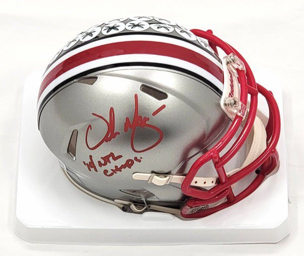 Urban Meyer Autographed Signed Ohio State Buckeyes Flash Mini Helmet W/ '14 Natl Champs Beckett Witnessed 
