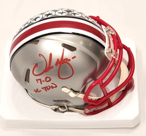 Urban Meyer Autographed Signed Ohio State Buckeyes Flash Mini Helmet W/ 7-0 Vs Tun Beckett Witnessed 