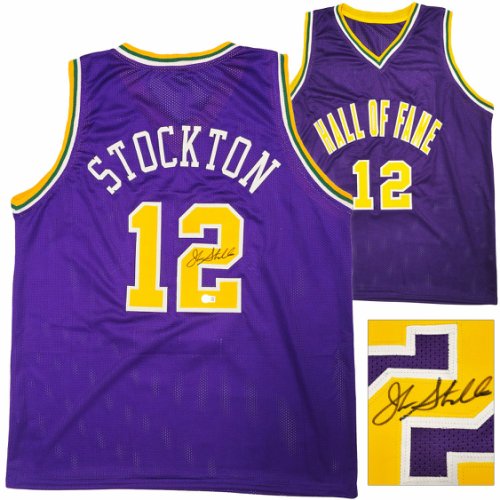 Utah Jazz John Stockton Autographed Signed Purple Jersey Beckett Beckett Witness #224360 