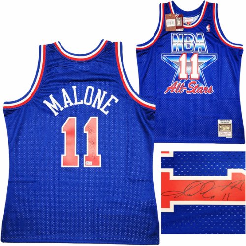 Utah Jazz Karl Malone Autographed Signed Blue Authentic Mitchell & Ness 1992 All Star Game Jersey Size Xl Beckett Beckett Witness #211879 