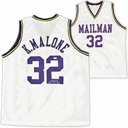 Utah Jazz Karl Malone Autographed Signed White Jersey JSA 