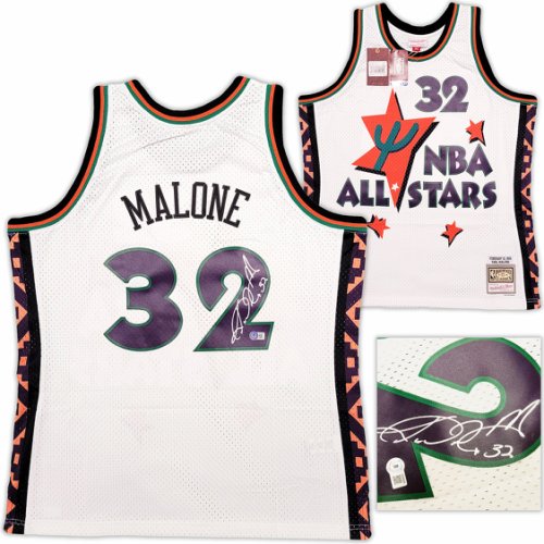 Utah Jazz Karl Malone Autographed Signed White & Purple Authentic Mitchell & Ness 1995 All Star Game Jersey Size Xl Beckett Beckett 