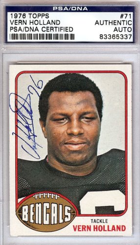 Vern Holland Autographed 1976 Topps Card #71 Cincinnati Bengals PSA/DNA