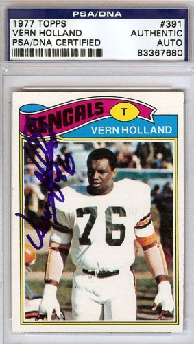 Vern Holland Autographed 1977 Topps Card #391 Cincinnati Bengals PSA/DNA