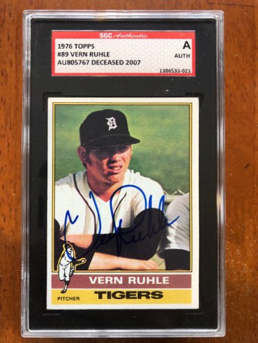 Vern Ruhle Autographed Signed 1976 Topps Detroit Tigers #89 Sgc Slabbed - Autographs