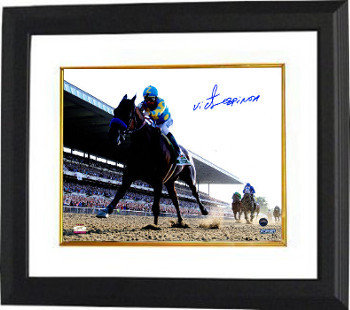 Victor Espinoza Autographed Signed 16x20 Photo Custom Framing 2015 Belmont Stakes Horse Racing Triple Crown- Steiner Hologram 