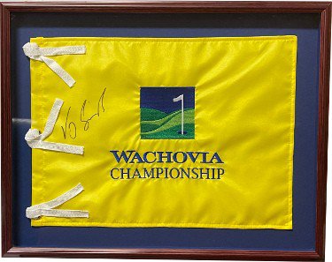 Vijay Singh Autographed Signed 2005 Wachovia Championship 13x17 PGA Golf Flag JSA #AC92248- Premium Custom Framing 22X17 / Shadow Box 