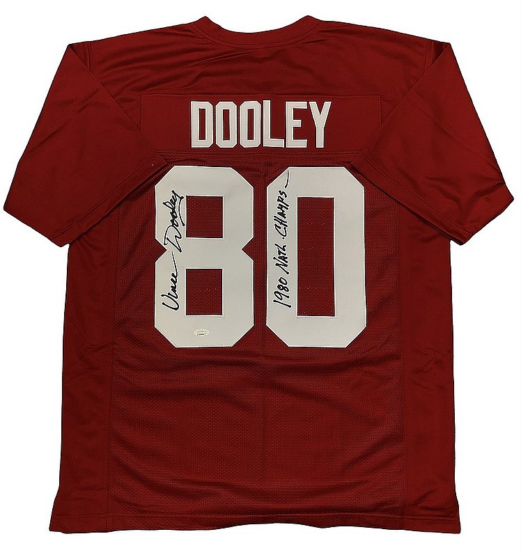 Vince Dooley Autographed Signed Georgia Bulldogs Red #80 Jersey w/1980 Natl Champs Insc-JSA 