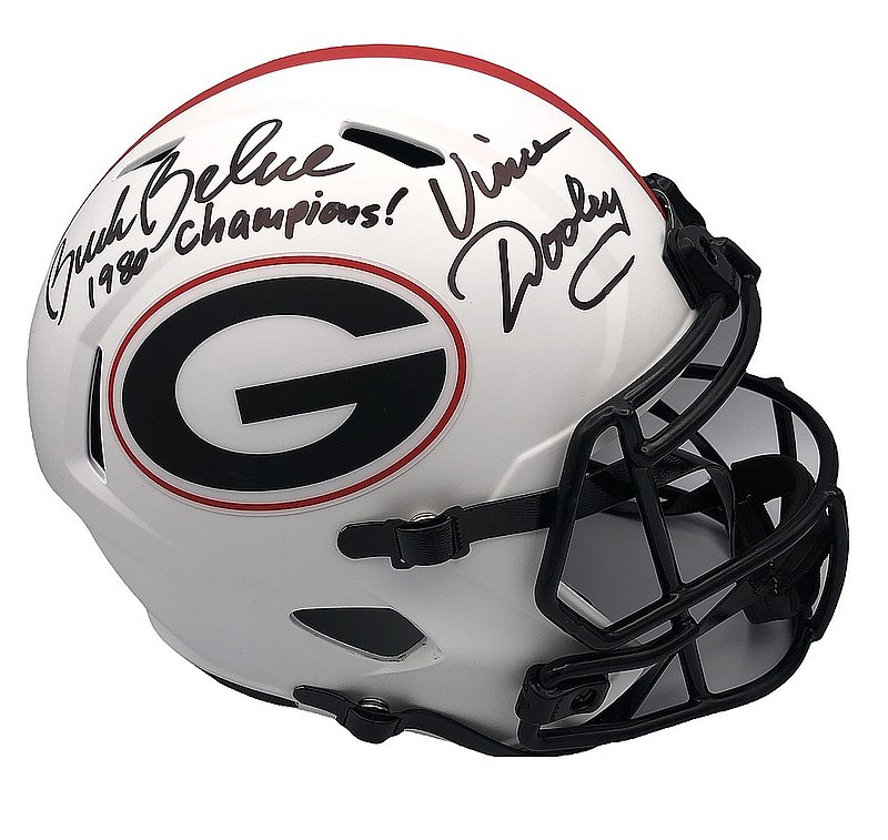 Vince Dooley & Buck Belue Autographed Signed Georgia Bulldogs Riddell Speed Lunar Eclipse Full Size Helmet with "1980 Champions" Inscription - JSA Authentic 