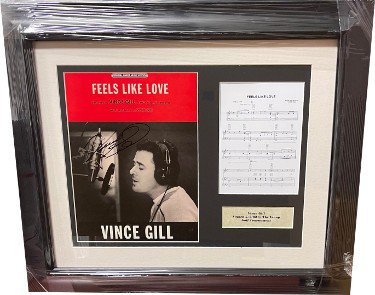 Vince Gill Autographed Signed 2000 Feels Like Love Sheet Music/Lyrics Premium Custom Framing (20x24) 