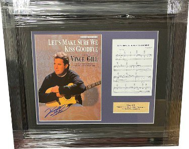 Vince Gill Autographed Signed 2000 Let's Make Sure We Kiss Goodbye Sheet Music/Lyrics Premium Custom Framing (20x24) 