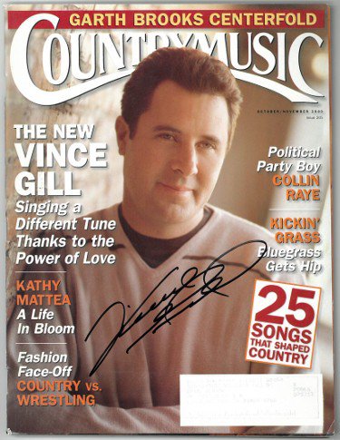 Vince Gill Autographed Signed Country Music Full Magazine October/November 2000- JSA Hologram #GG36335 