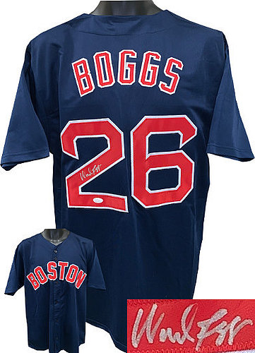 Wade Boggs Autographed Signed Navy Custom Stitched Pro Style Baseball Jersey XL- JSA Witnessed Hologram 