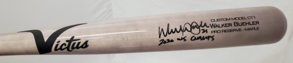 Walker Buehler Autographed Signed Blonde Victus Game Model Bat Los Angeles Dodgers "2020 Ws Champs" Beckett Beckett Qr #193766 