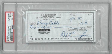 Walt/RW Cunningham signed Personal Check #1313- PSA Encapsulated #84179022 (Apollo/Astronaut)