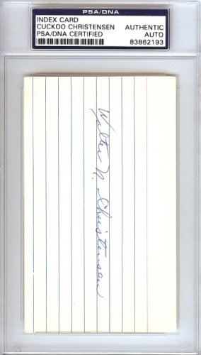 Walter Cuckoo Christensen Autographed 3X5 Index Card Cincinnati Reds PSA/DNA