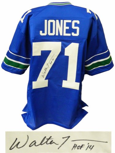 Seattle Seahawks Walter Jones Autographed Framed Blue Jersey MCS Holo Stock  #90485 - Mill Creek Sports