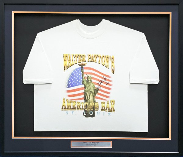 Walter Payton Autographed Framed White T-Shirt Chicago Bears "34" JSA