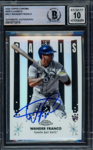 Wander Franco Autographed Signed 2022 Panini Chronicles Rookies & Stars  Rookie Card #4 Tampa Bay Rays Auto Grade Gem Mint 10 Beckett Beckett