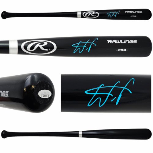 Wander Franco Autographed Signed Black Rawlings Pro Bat Tampa Bay Rays JSA 