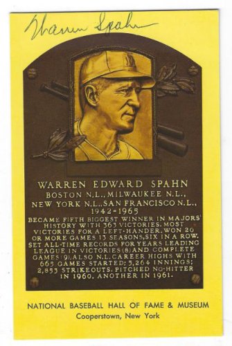 Warren Edward Spahn Autographed Signed Hall Of Fame Gold Plaque - Autographs