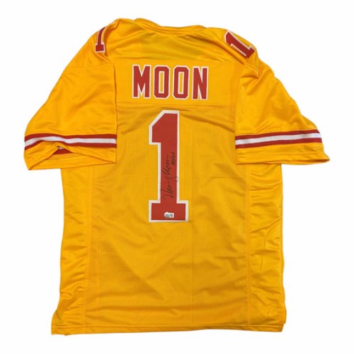 Warren Moon Autographed Signed Kansas City Chiefs XL Gold Custom Jersey w/HOF - BAS 