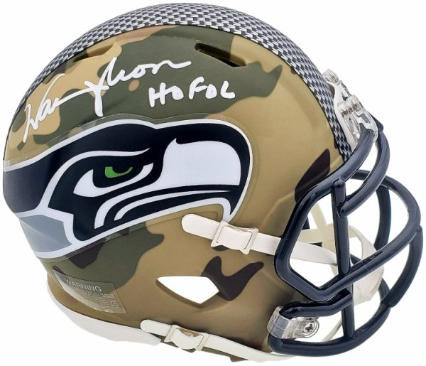 Warren Moon Autographed Signed Seattle Seahawks Camo Mini Helmet "HOF 06" Mcs Holo #197051 